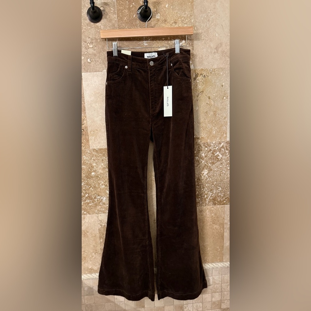 ROLLA'S East Coast Flare Brown Corduroy Pants Size 27 NWT